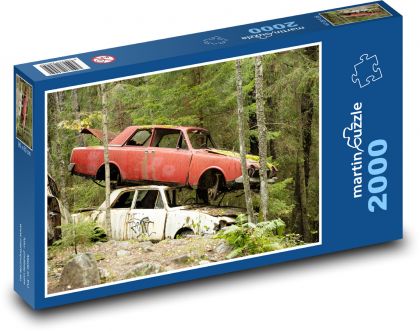 Autowracks - verlassene Autos, Wald - Puzzle - 2000 Teile