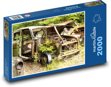 Autá - vrak, les - Puzzle 2000 dielikov, rozmer 90x60 cm 