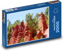 Roussillon - okrové skaly, Francúzsko Puzzle 2000 dielikov - 90 x 60 cm