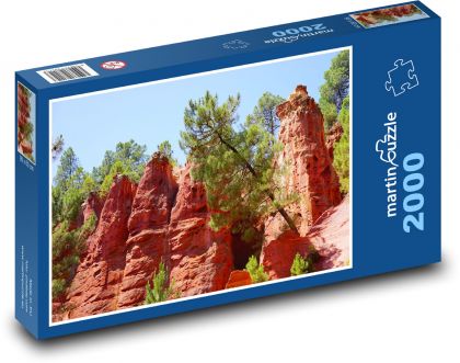Roussillon - okrové skaly, Francúzsko - Puzzle 2000 dielikov, rozmer 90x60 cm 