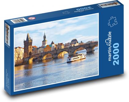 Karlov most - Praha, rieka - Puzzle 2000 dielikov, rozmer 90x60 cm 