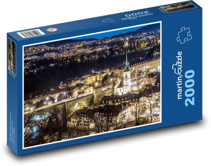Bern - Švýcarsko, v noci - Puzzle 2000 dílků, rozměr 90x60 cm