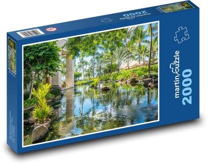 Pond - palm trees, water - Puzzle 2000 pieces, size 90x60 cm 