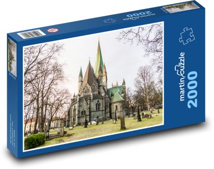 Trondheim - Norsko, katedrála - Puzzle 2000 dílků, rozměr 90x60 cm