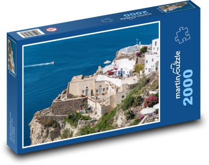 Santorini - Řecko, moře - Puzzle 2000 dílků, rozměr 90x60 cm