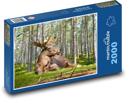 Los - parohy, Švědsko - Puzzle 2000 dílků, rozměr 90x60 cm