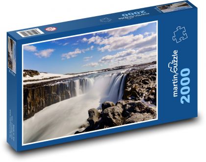 Wodospad - Islandia, strumień - Puzzle 2000 elementów, rozmiar 90x60 cm