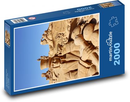 Písková socha - písek, umělecká díla  - Puzzle 2000 dílků, rozměr 90x60 cm