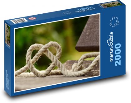 Lano - pletení, srdce - Puzzle 2000 dílků, rozměr 90x60 cm