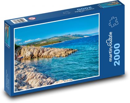 Chorwacja - skały, plaża - Puzzle 2000 elementów, rozmiar 90x60 cm
