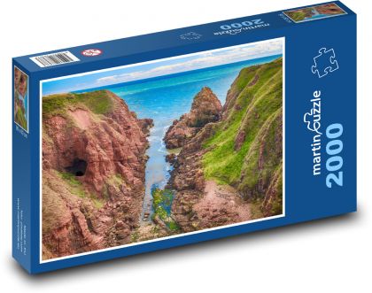 Skalnaté útesy - pláž, moře - Puzzle 2000 dílků, rozměr 90x60 cm