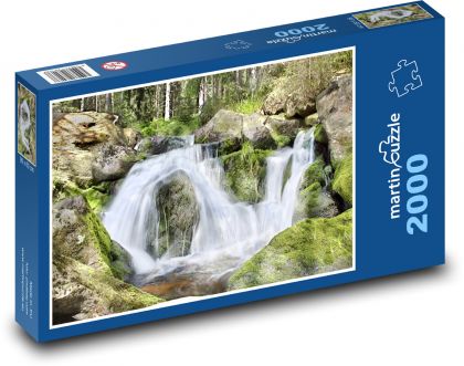 Vodopád - krajina, řeka - Puzzle 2000 dílků, rozměr 90x60 cm