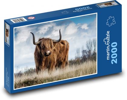 Vysokohorský dobytek - kráva, zvíře - puzzle 2000 dílků