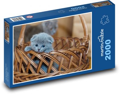 Kotě - kočka, košík - puzzle 2000 dílků