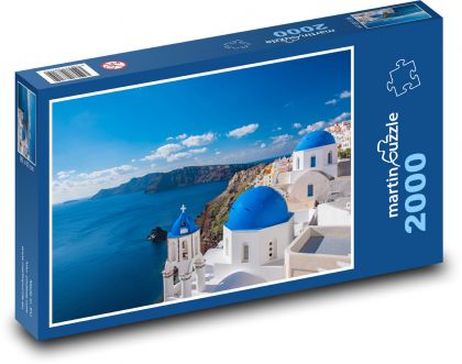 Santorini - Grécko, kostol - Puzzle 2000 dielikov, rozmer 90x60 cm 