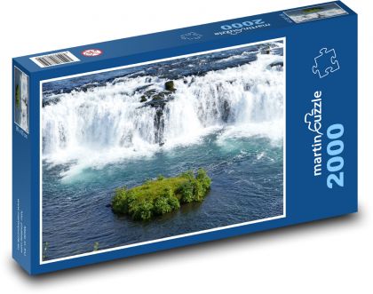 Island - vodopád, krajina - Puzzle 2000 dielikov, rozmer 90x60 cm 