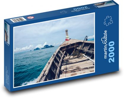 Łódź - wyspa, ocean - Puzzle 2000 elementów, rozmiar 90x60 cm