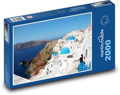 Santorin - Řecko,.ostrov - Puzzle 2000 dílků, rozměr 90x60 cm