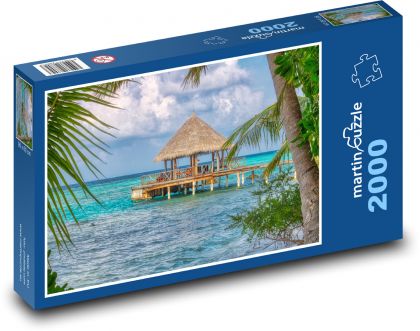 Romantická krajina - moře, palmy - Puzzle 2000 dílků, rozměr 90x60 cm