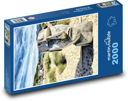 Socha - Moai, Velikonoční ostrovy  - Puzzle 2000 dílků, rozměr 90x60 cm