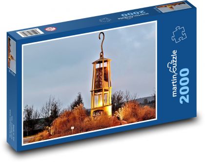 Hornická lampa - hornické světlo, večer - Puzzle 2000 dílků, rozměr 90x60 cm