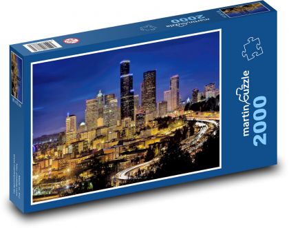 Lighted buildings - city, night - Puzzle 2000 pieces, size 90x60 cm 