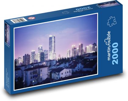 Šanghaj - město, noc  - puzzle 2000 dílků