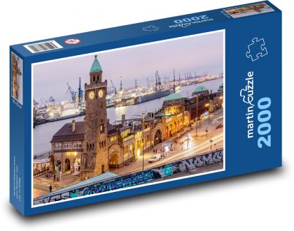 Hafen - Uhrenturm, Hamburg - Puzzle - 2000 Teile