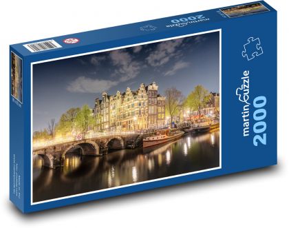 Most - rieka, domy - Puzzle 2000 dielikov, rozmer 90x60 cm 