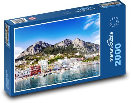 Itálie - Capri, domy - Puzzle 2000 dílků, rozměr 90x60 cm
