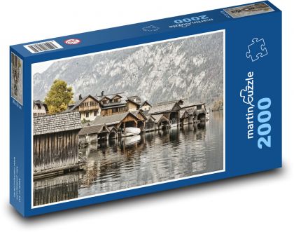 Hallstatt - Rakousko, jezero   - Puzzle 2000 dílků, rozměr 90x60 cm