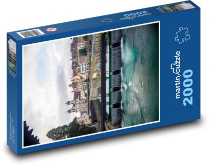 Wasserfall - Panorama, Stadt - Puzzle - 2000 Teile
