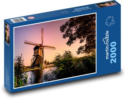 Mlýn - Nizozemí, Holandsko  - Puzzle 2000 dílků, rozměr 90x60 cm
