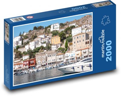 Grecja - wyspa, port - Puzzle 2000 elementów, rozmiar 90x60 cm