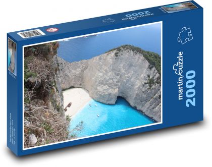 Pláž - Řecko, moře - Puzzle 2000 dílků, rozměr 90x60 cm