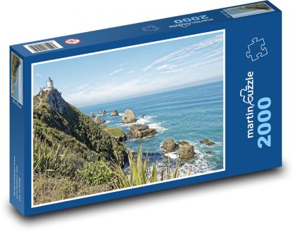 Nový Zéland - Nugget point, moře - Puzzle 2000 dílků, rozměr 90x60 cm