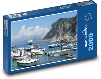 Capri - Itálie, lodě - Puzzle 2000 dílků, rozměr 90x60 cm