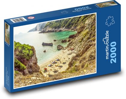 Řecko - Skopelos, pláž - Puzzle 2000 dílků, rozměr 90x60 cm