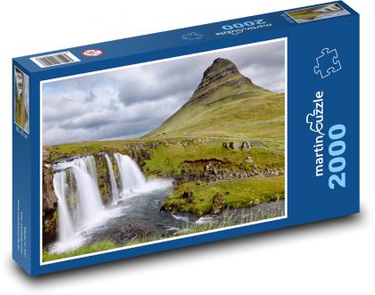 Vodopád - příroda, skála - Puzzle 2000 dílků, rozměr 90x60 cm