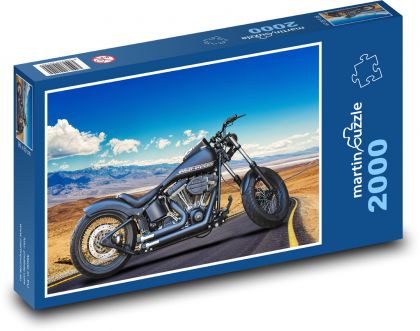 Harley Davidson - motorka, chopper - Puzzle 2000 dílků, rozměr 90x60 cm