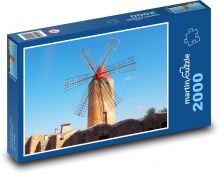 Větrný mlýn - vítr, stavba Puzzle 2000 dílků - 90 x 60 cm
