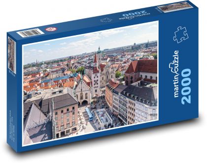Mnichov - Marienplatz, radnice - Puzzle 2000 dílků, rozměr 90x60 cm