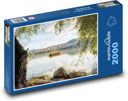 Kastoria - Grecja, łódź - Puzzle 2000 elementów, rozmiar 90x60 cm