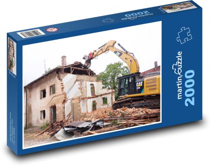 Demolácia domu - buldozér, zrúcanina - Puzzle 2000 dielikov, rozmer 90x60 cm 