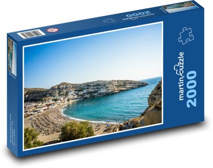 Řecko - Kréta, pláž - Puzzle 2000 dílků, rozměr 90x60 cm