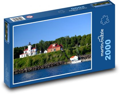 Jazero - útes, maják - Puzzle 2000 dielikov, rozmer 90x60 cm 