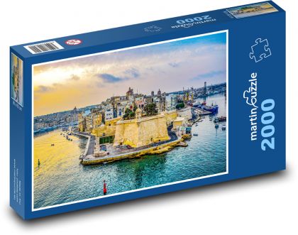 Malta - přístav, ostrov - Puzzle 2000 dílků, rozměr 90x60 cm