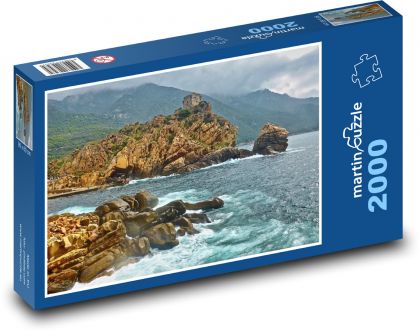 Přímořská krajina - pobřeží, skály - puzzle 2000 dílků