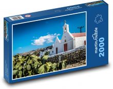 Ostrov Mykonos - Grécko, biele domy Puzzle 2000 dielikov - 90 x 60 cm