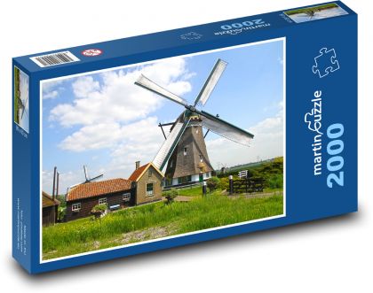 Mlýny - domy, město - Puzzle 2000 dílků, rozměr 90x60 cm